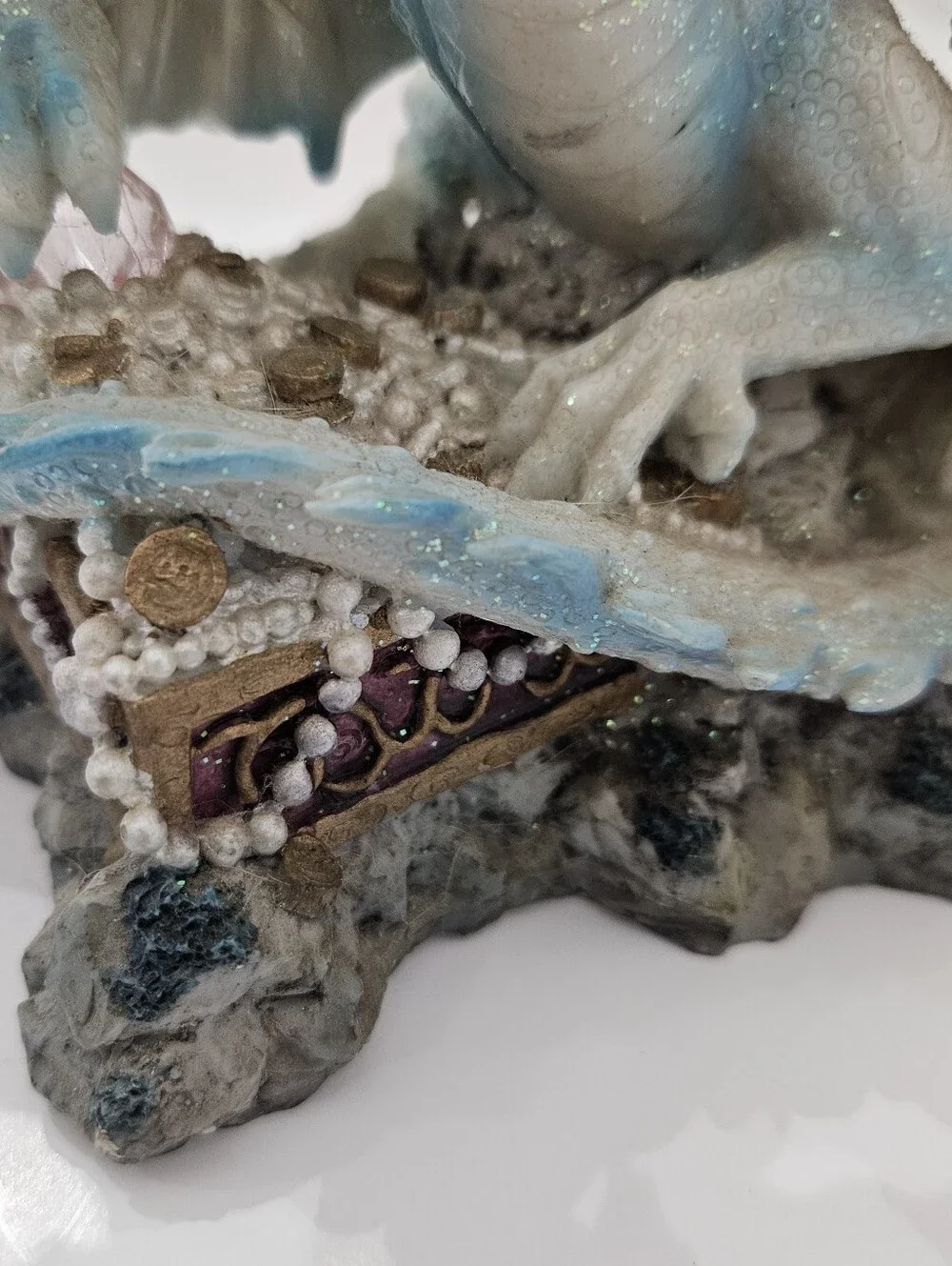 Vintage Two Headed Ice Dragon Statue with Gargoyle & Spell Books